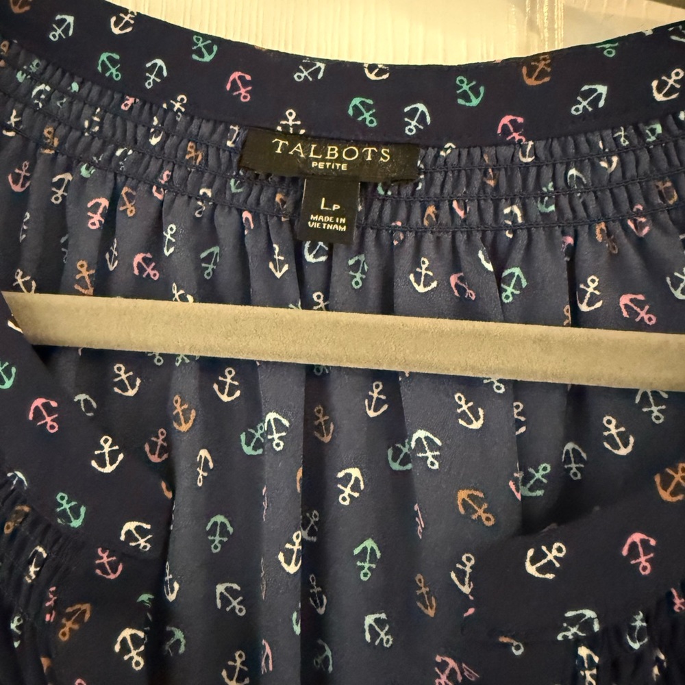 Talbots Navy Blue Patterned Top - image 3